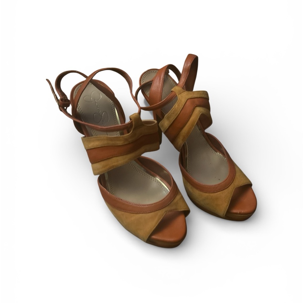 Jessica Simpson Orange and Mustard Heel